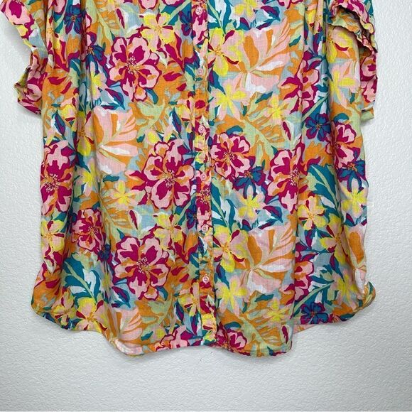 Time and Tru Linen Lyocell Blend Roll Cuff Button Down Shirt - Picture 4 of 11